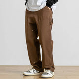 Advbridge Spring Autumn All Season Casual Soft Solid Men's Cool Boys Button Waist Pocket Safari Style Patchwork Straight Leg Pants