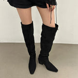 Advbridge Designer Vintage Women Knee High Boots Fashion Slip On Long Booties Autumn Winter Thick Heels Ladies Shoes