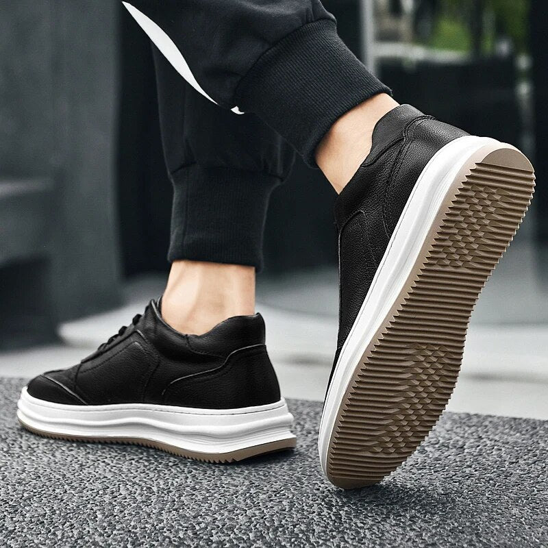 Advbridge New Cow Leather Men Casual Shoes Fashion Sneakers Men Shoes Genuine Leather White Shoes