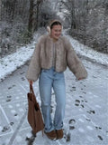 Advbridge Fluffy Faux Fur Coat For Women Winter Elegant Loose Long Sleeve Jacket Female Luxury Thick Lady High Street Outerwear