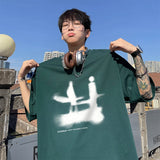 ADVBRIDGE  -  Men's T-shirt Cotton Casual Streetwear Funny Design Print Summer Loose Cool O-neck T Shirt for Men T-shirt Male Tee Plus Size