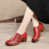 ADVBRIDGE  -  High quality Pumps Shoes Women's Red Leather Woman Comfortable Small Pressure Pumps Ladies Low Heels Crossdresser Shoes Mom