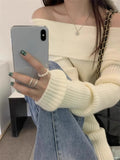 Advbridge Harajuku Slash Neck Solid Sweaters Grunge Vintage Women Bottoming Pullovers Off Shoulder Y2k Aesthetic Casual Knitted Jumper