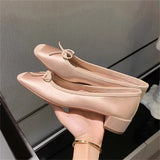 ADVBRIDGE  -  Fashion Design Silk Ballerinas Women Pumps Slip On Loafers Round Toe Square Heels Bowknot Casual Spring Autumn Shoes