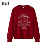 Advbridge Semir Hoodie Women Design-featured Embroidered Loose and Lazy 2025 New Spring Round-neck Drop-shoulder Pullover Fashionable