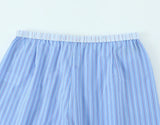 ADVBRIDGE  -  Blue Striped Two-piece Set Women Long Sleeve Pocket Blouse+Drawstring Pants Sets Spring New Fashion Casual Poplin Trouser Suits