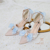 Advbridge Summer Woman Multicolor Lace Bowknot High Heel Lolita Shoes Victoria Princess Embroidery Vintage Sweet Lolita Shoes Cosplay