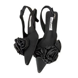 Advbridge Flower 2024 Mid Heels Women Sandals Shoes Summer Elegnat Pointed Toe Wedding Dress  New Fashion Shallow Party Pumps Mujer