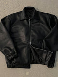 Advbridge Male Turn Down Collar PU Leather Jackets High Street Solid Color Zipper Men's Clothing Coats Niche Design 2024 Spring