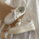 Advbridge Brand Leather Sneakers Women Platform White Woman Sports Sneakers Female Vulcanized Shoes Sneakers Casual Ladies Flats Lace Up