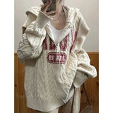 Advbridge Hip Hop Streetwear Oversized Sweater Women Letter Cardigan Autumn And Winter Versatile Detachable Knit Loose Pullover Y2k Top