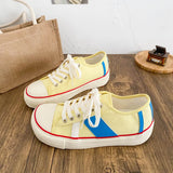 ADVBRIDGE  -  New Women Colorblock Vulcanized Canvas Sneakers Flat Sole Lace-Up Soft Comfort Latex Cushion Summer Student Casual Shoes