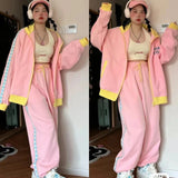 Advbridge Yellow Star Logo  Long Sleeve 2-piece Set Women's Cute Personality Casual Zipper Cardigan and Sweatpants Women's Sports Suit