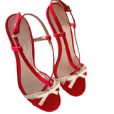 Advbridge Sweet Bowknot Open Toe Thin Heeled Sandals Women 2024 Summer Sexy Narrow Buckle High Heels Elegant Wedding Dress Shoes Red Pumps
