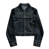 ADVBRIDGE  -  Women Black Denim Jackets Spring Summer New Korean High Street Short Turn Down Collar Jean Coats Chic All-Match Outerwears