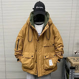 Advbridge Men‘s Wintern outfits Outdoor Workwear Loose Padded Jacket 2024 Winter Warm Hooded Warm Thicken Coat Men Women 2024 Letter Print Patch Design Jacket Advbridge Men‘s Wintern outfits