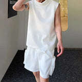 Advbridge Mens Casual Y2k High Collar Vest 2024 Spring New Genderless Gym Temperament French Streetwear Solid Color Simple Tank Top Unisex