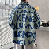 Advbridge Long Sleeved Shirt Men's and Women's Trendy Brand Loose American Retro High Street Full Print Trendy Shirt Trend