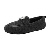 ADVBRIDGE  -  Women's Winter Warm Fleece Lined Slip-On Thick Bottomed Bean Bean Shoes Large Size Korean Style Flat Bottomed Shoes