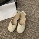 Advbridge Summer Women's Shoes Casual Heels Navy Blue Pumps 2025 Shallow Mouth Sweet Sandals Ladies Comfortable Low Orange Straps Branded
