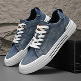 ADVBRIDGE  -  New Blue Cowboy Men Shoes Comfort Vulcanized Shoes Men's Skateboard Shoe Big Size Lace-Up Canvas Shoes  Skate Sneakers