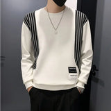 Advbridge Men‘s Wintern outfits Men's 2024 Spring Autumn New Spliced Pullovers O-Neck Stripes Fashion Minimalist Casual All-match Loose Long Sleeve Sweatshirts Advbridge Men‘s Wintern outfits