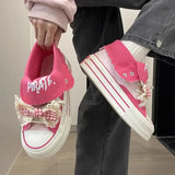 ADVBRIDGE  -  Cute Style Canvas Shoes High Top Thick Sole Womens Casual Shoes Original Red Bow Breathable Lightweight  Feminino Shoes