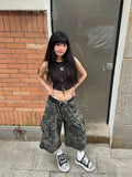 Advbridge American Retro Big Pocket Camouflage Work Pants High Street Personality Straight Leg Big Size Wide Leg Jeans for Men and Women