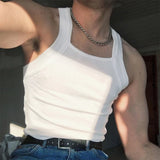 Advbridge Fashion Men Tank Tops Solid O-neck Sleeveless Skinny Tops Tees Vacation Casual Vests Streetwear Men Sexy Fitness Camisole