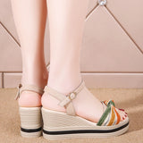 ADVBRIDGE  -  Summer women's shoes wedged sandals women's thick sole increase waterproof platform muffin bottom clasp color outside wear