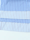 ADVBRIDGE  -  Blue Striped Two-piece Set Women Long Sleeve Pocket Blouse+Drawstring Pants Sets Spring New Fashion Casual Poplin Trouser Suits