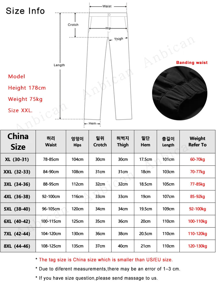 Advbridge New Autumn Casual Pants Men Outdoor Zip Pockets Stretched Nylon Golf Pant Big Size Straight Track Trousers Male Slacks 8XL