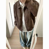 Advbridge PU leather American retro jacket men and women spring and autumn styles lapel baseball jacket couple trendy leather jacket y2k