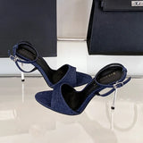 ADVBRIDGE  -  Pointed Toe Belt Buckle Super High Heel Women Sandals Fashion Open Toe Thin Heel Sandals Simple Comfortable Ankle Strap Pumps