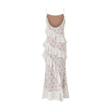 ADVBRIDGE  -  Design Sense Women's Popular Suspender Ruffle Dress, Backless Lace Sexy Hip Long Skirt