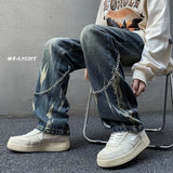 Advbridge Men's Ins Trendy American High Street Jeans Men's Loose Straight Leg Versatile Trendy Wide Leg Men's Pants