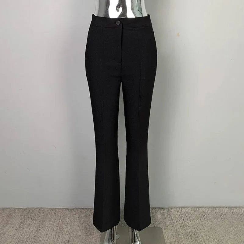ADVBRIDGE  -  Korea High Waist Women Casual Pants Y2K Elegant Office Lady Slim Flared Pants Fashion Solid Streetwear All Match Female Trousers