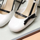 Advbridge Womens Mary Jane Shoes Black Patent Leather Female Sandals Back Straps with Bowknot