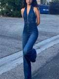 Advbridge Y2k Denim Jumpsuit Women New V-Neck Sleeveless Slim Bodycon Jumpsuits Overalls Streetwear One Piece Outfits Jeans