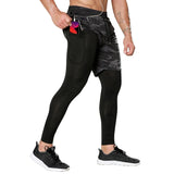 Advbridge Casual Jogging Solid Mid Waist Pockets Gym Pants Men Clothing Loose Fake Two Piece Fast Dry Trousers Male Baggy Shorts