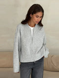 Advbridge Knit Gray Women Cardigan Loose Long Sleeve Zipper Female Sweater 2025 Casual Spring Fashion O Neck Straight Female Overcoat