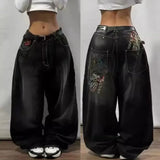 Advbridge New American Trend Vintage Hip Hop Letter Embroidery Pattern Baggy Jeans Men And Women Y2K Harajuku Gothic Wide Pants Streetwear