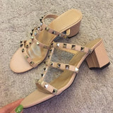ADVBRIDGE  -  summer Women Famous Brand Sandals Anklep Wrap Buckle Strap Front Open Toe Null Shoes With Gold Studded Microfiber Leather Pumps