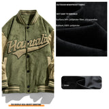 Advbridge High Quality Suede Bomber Jacket For Men Women American Retro Embroidery Coat Hip Hop Streetwear Couple Baseball Jersey Jacket