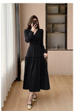 Advbridge 2024 Autumn New Elegant Chic Satin Midi Dresses for Women Fashion V-neck Long Sleeve Pleated Ruffles Prom Party Female Clothing