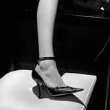 Advbridge - Summer Luxury Women's Shoes, Sexy High Heels, Pointed Shallow Mouth Tie Sandals, Mesh Metal Decoration Party Ladies Heels