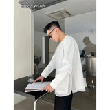 ADVBRIDGE  -  Men's Side Loose Striped Hem Splicing Fake Two-piece Shirt Base Shirt Sweater