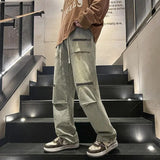 Advbridge Oversize Zipper Workwear Jeans Straight Tube Loose American Plus Size Men's Pants High Street Vibe Trendy Brand Hip-hop