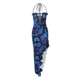 Advbridge  New Clothing Women's Spring New Fashion Sexy Hollow Backless Tie Split Printed Dresses new style long dresses