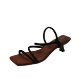 ADVBRIDGE  -  French Style Cat Heel Sandals Women's Summer Outdoor High Heel Roman Shoes Beautiful 3cm Thin Heel Slippers Microfiber Upgraded
